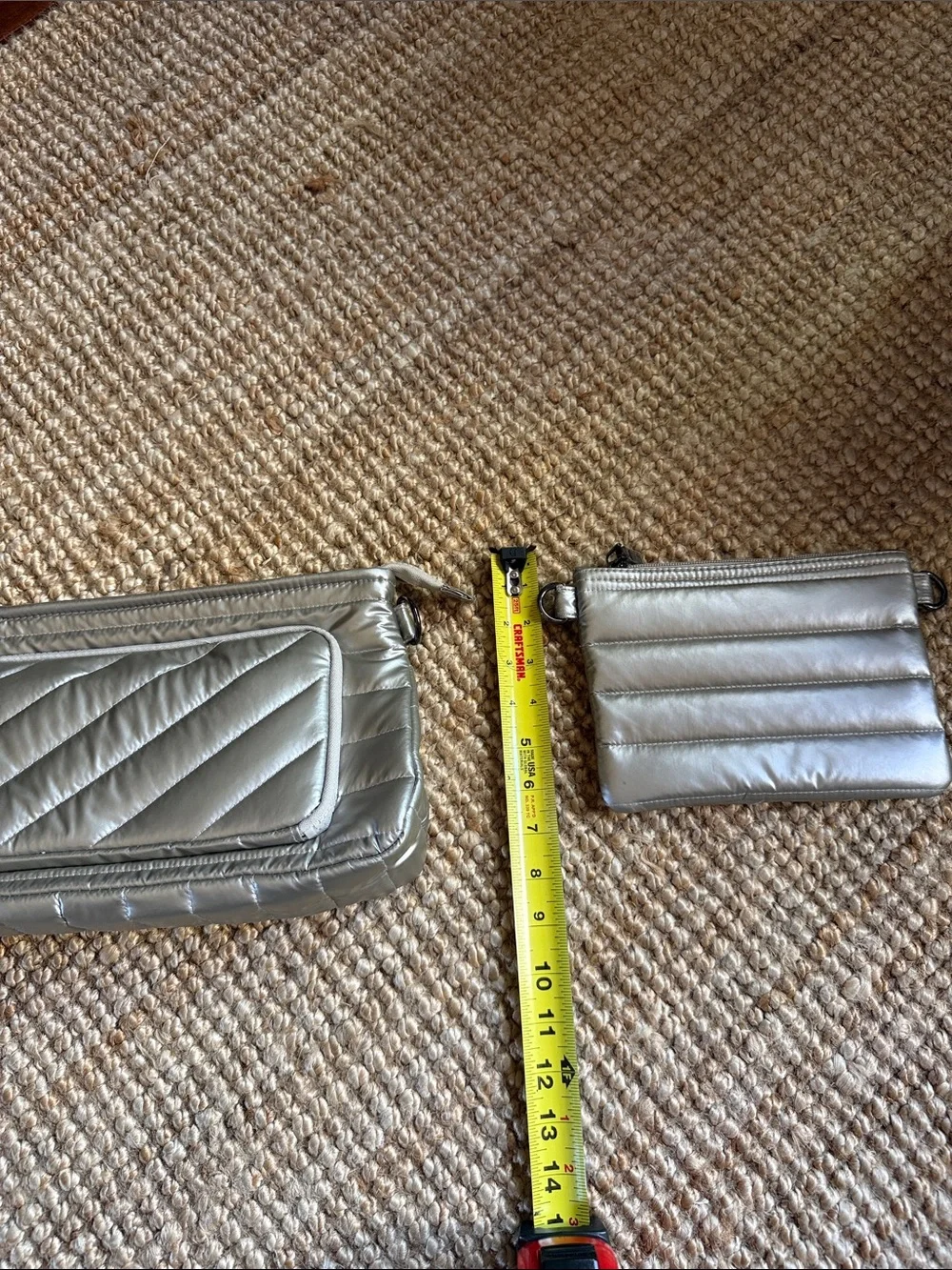 ⚜️ THINK ROLYN CROSSBODY BUM BAG W/ EXTRA POUCH METALLIC SILVER/ORANGE LINING ⚜️